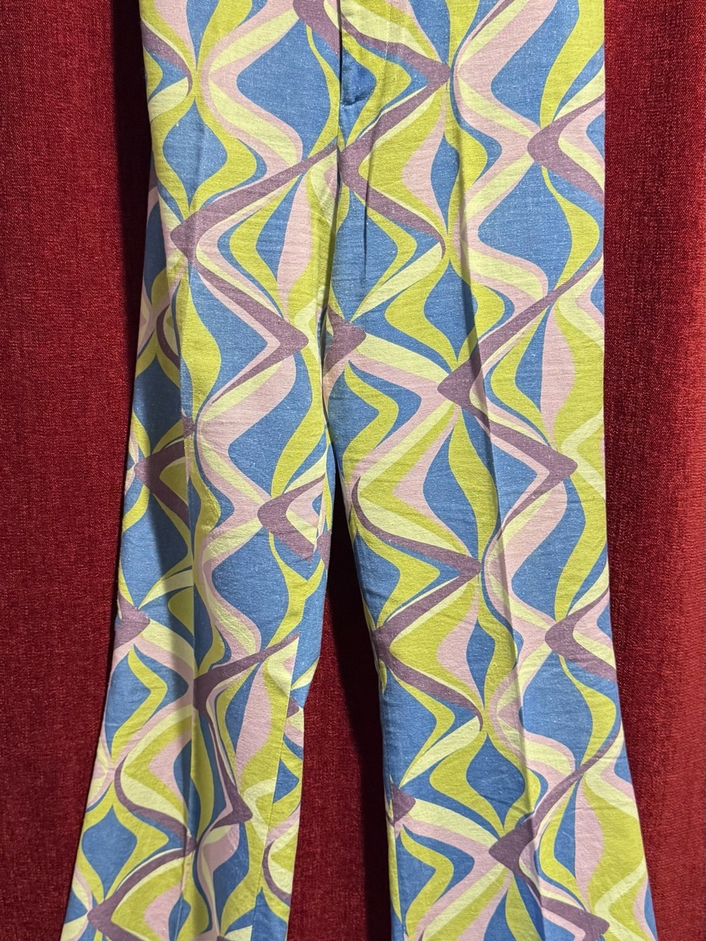 Zara Groovy Retro Wave Printed pants in Blue, Pink & Lime